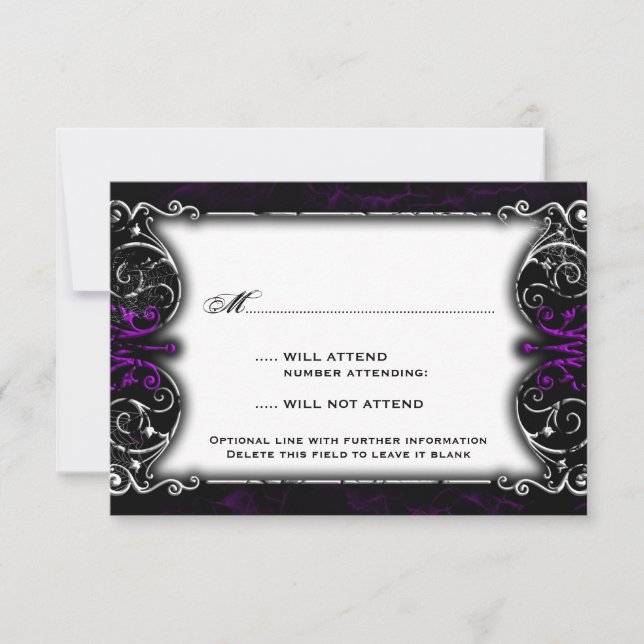 Gothic Viktorianisch Spooky Lila RSVP Card (Vorderseite)