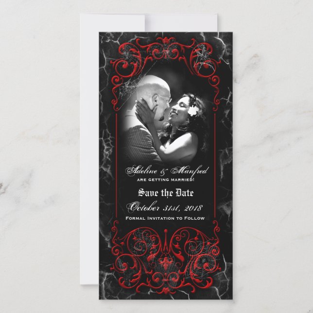 Gothic Viktorianisch Spooky Red Custom Save the Da Date (Vorderseite)
