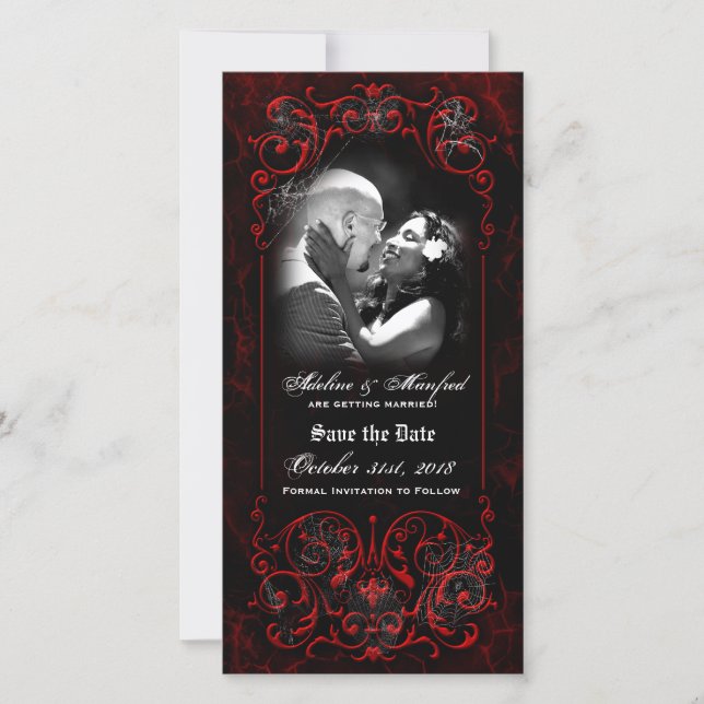 Gothic Viktorianisch Spooky Red Custom Save the Da Save The Date (Vorderseite)