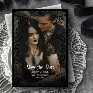 Gothic viktorianische Foto-Hochzeit Save-the-Date Einladung