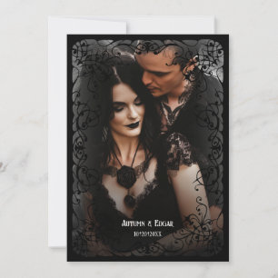 Gothic viktorianische Foto-Hochzeit Save-the-Date- Einladung