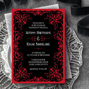 Gothic viktorianische rote schwarze Hochzeitseinla Einladung