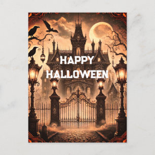 Gothic viktorianisches Spukhaus vintage Halloween Postkarte