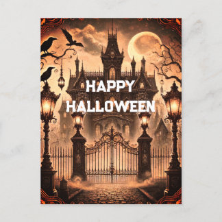 Gothic viktorianisches Spukhaus vintage Halloween Postkarte