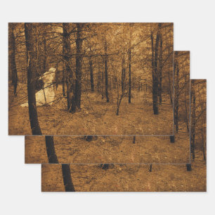 Gothic Vintag Angel Brown Forest Trees Geschenkpapier Set