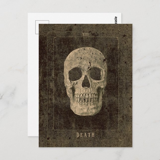 Gothic Vintag Antique Sepia Texture Skull Tarot Postkarte (Vorne/Hinten)