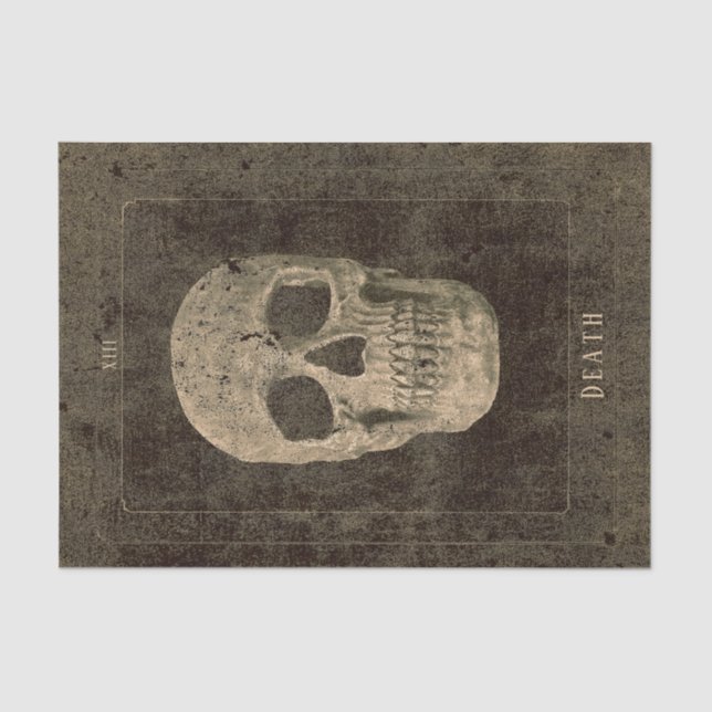 Gothic Vintag Antique Sepia Texture Skull Tarot Seidenpapier (Vorderseite)