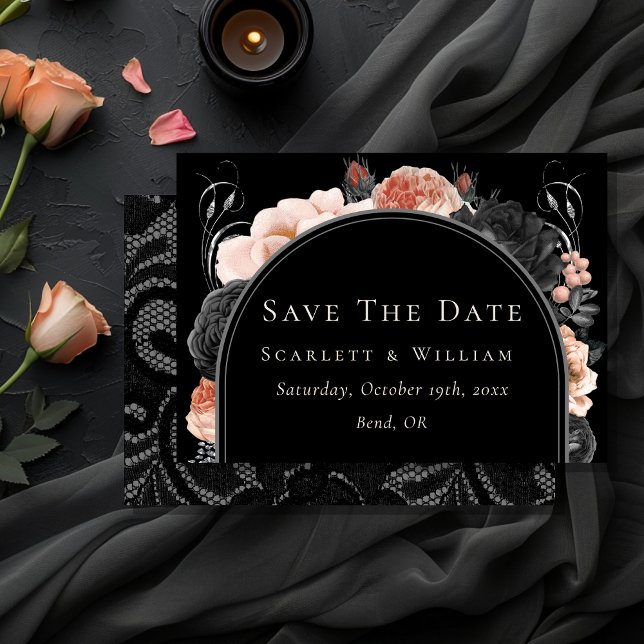 Gothic Vintag Black Blush Arch Wedding Save The Date (Von Creator hochgeladen)