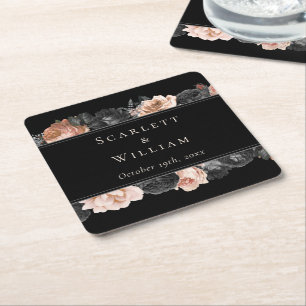 Gothic Vintag Black Blush Wedding Rechteckiger Pappuntersetzer