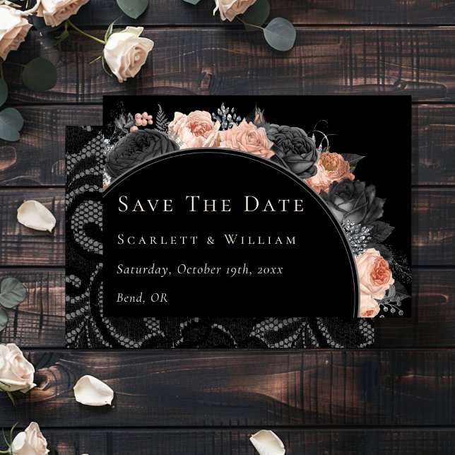 Gothic Vintag Black Blush Wedding Save The Date (Von Creator hochgeladen)