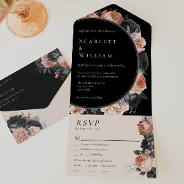 Gothic Vintag Black Menu Choice UAWG Wedding All In One Einladung