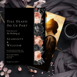 Gothic Vintag Black Till Death Foto Wedding Einladung