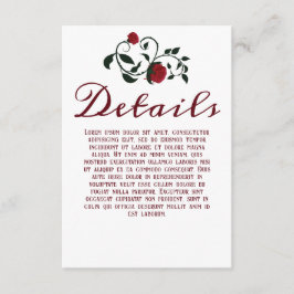 Gothic Vintag Driving Rose Hochzeitdetails Begleitkarte