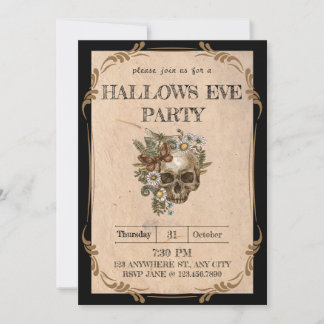 Gothic Vintag Floral Halloween-Party Einladung