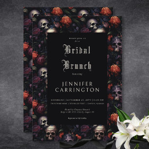 Gothic Vintag Floral & Skulls Bridal Brunch Einladung