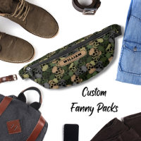 Gothic Vintag Green Khaki Skulls Camouflage Men