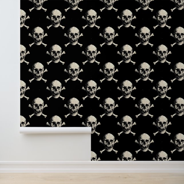 Gothic Vintag Pirate Skull and Crossbones Tapete (Anwendung)