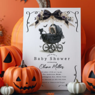 Gothic Vintag Pram Babydusche Einladung