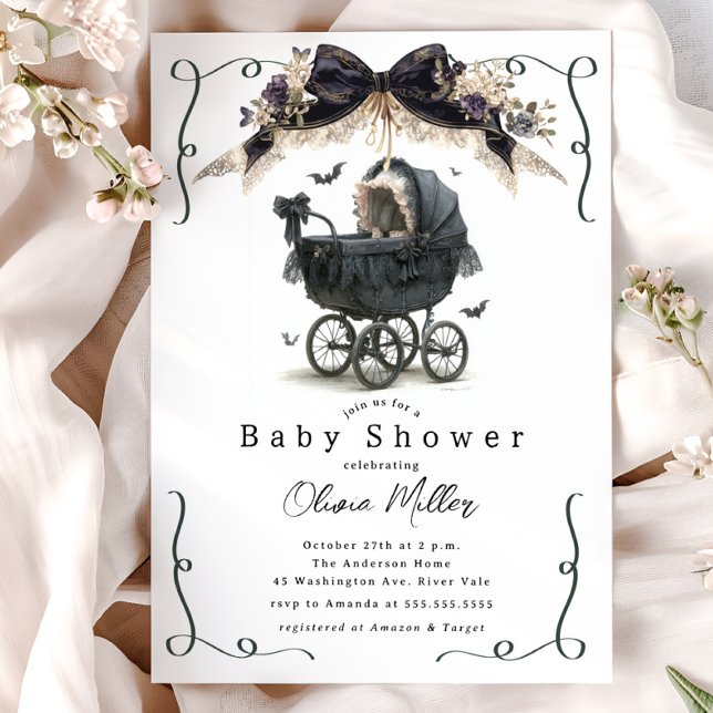 Gothic Vintag Pram Babydusche Einladung (Von Creator hochgeladen)