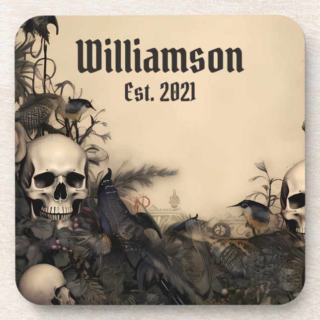 Gothic Vintag Skulls Getränkeuntersetzer (Vorderseite)