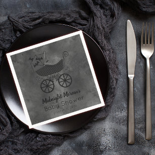 Gothic Vintag Stroller Bat Baby Shower Serviette