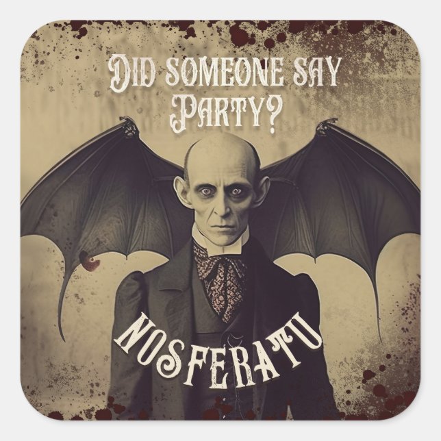Gothic Vintag Viktorianisch Dracula Halloween Quadratischer Aufkleber (Vorderseite)