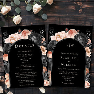 Gothic Vintage Arch Monogram All-in-One Hochzeit Einladung