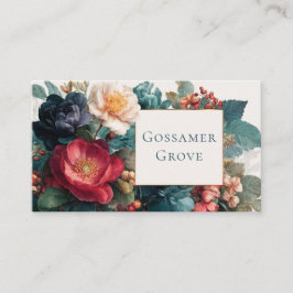 Gothic Vintage Floral Red Teal Rose Gold Frame Visitenkarte