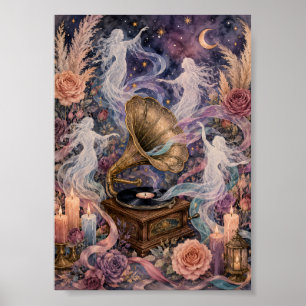 Gothic Vintage Grammophon Geist Whimsigoth Musik Poster