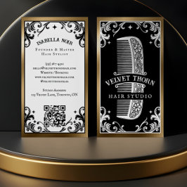Gothic Vintage Hair Stylist Beauty Salon Black Visitenkarte