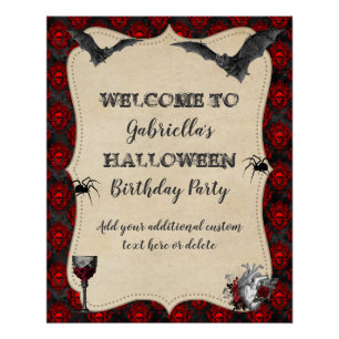 Gothic Vintage Halloween Geburtstagsfeier Poster