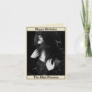 Gothic Vintage Hohepriesterin Tarot Foto Geburtsta Karte
