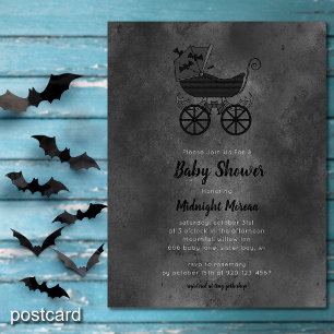 Gothic Vintage Kinderwagen Fledermaus Baby-Party Postkarte