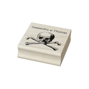 Gothic-Vintage-Piraten-Totenkopf und Kreuzknochen- Gummistempel