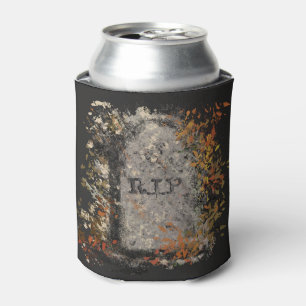 Gothic Vintage R.I.P. Grabstein und Herbstlaub Dosenkühler