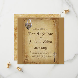 Gothic Vintage-Skelett-Schlüssel-Hochzeit Save The Date