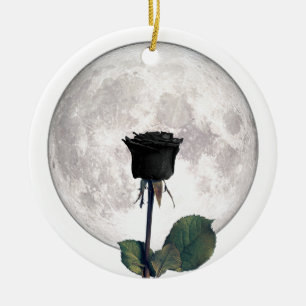 Gothic, Vintage, Viktorianisch, Schwarze Rose, Dun Keramik Ornament