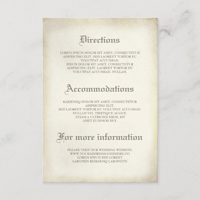 Gothic Vintage Wedding Details - Informationen Begleitkarte (Vorderseite)