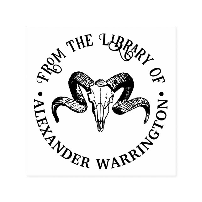 Gothic Vintage Widder-Schädel Bibliotheksbuch Name Permastempel (Design)