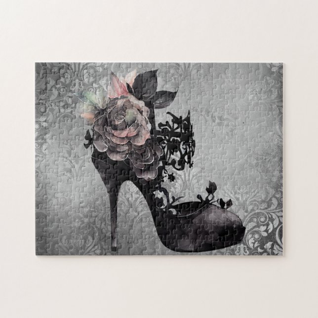 Gothic Vogue | Mute Pastel Rose Mode Stiletto Puzzle (Horizontal)