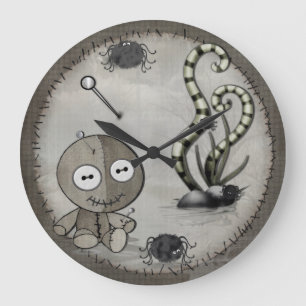 Gothic Voodoo Doll Folk Art Große Wanduhr