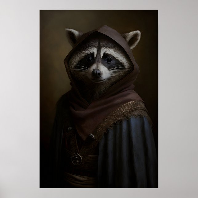 Gothic Waschbär-Kunstprint Victorianischer Schurke Poster (Vorne)
