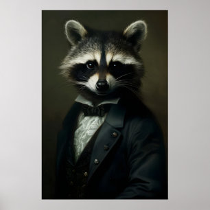 Gothic Waschbär-Porträt-Druck Dark Academia Home 1 Poster