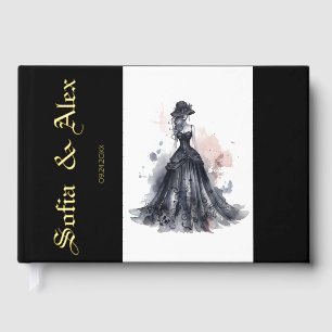 Gothic-Wasserfarben-Rosen schwarze Hochzeit Gästebuch