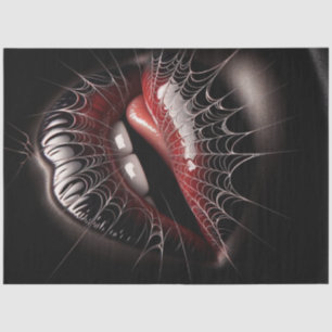 Gothic Webbed Bitten Lips Art Decoupage Seidenpapier