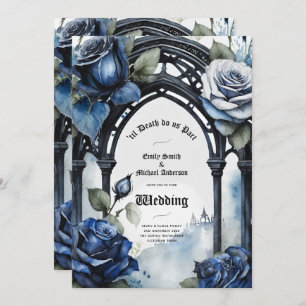 Gothic Wedding Black Blue Rose Arch Alternative Einladung