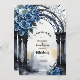 Gothic Wedding Black Blue Rose Arch Alternative Einladung