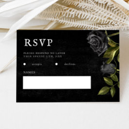 Gothic Wedding Black Rose RSVP Karte