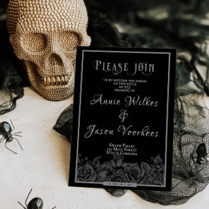 Gothic Wedding Black Rose Til Death Do us Part Inv Einladung