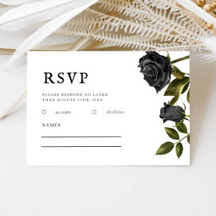 Gothic Wedding Black Rose Vintag RSVP Karte
